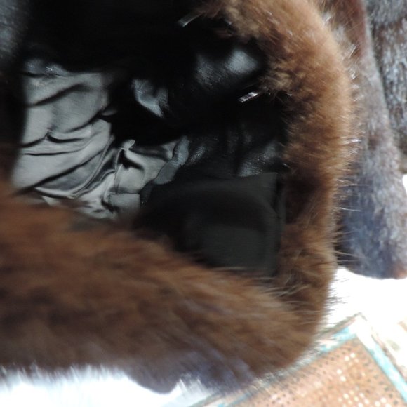 GARTENHAUS Vintage Genuine Real Ranch Dark Mahogany Mink Fur Coat Jacket sz M - Picture 5 of 13